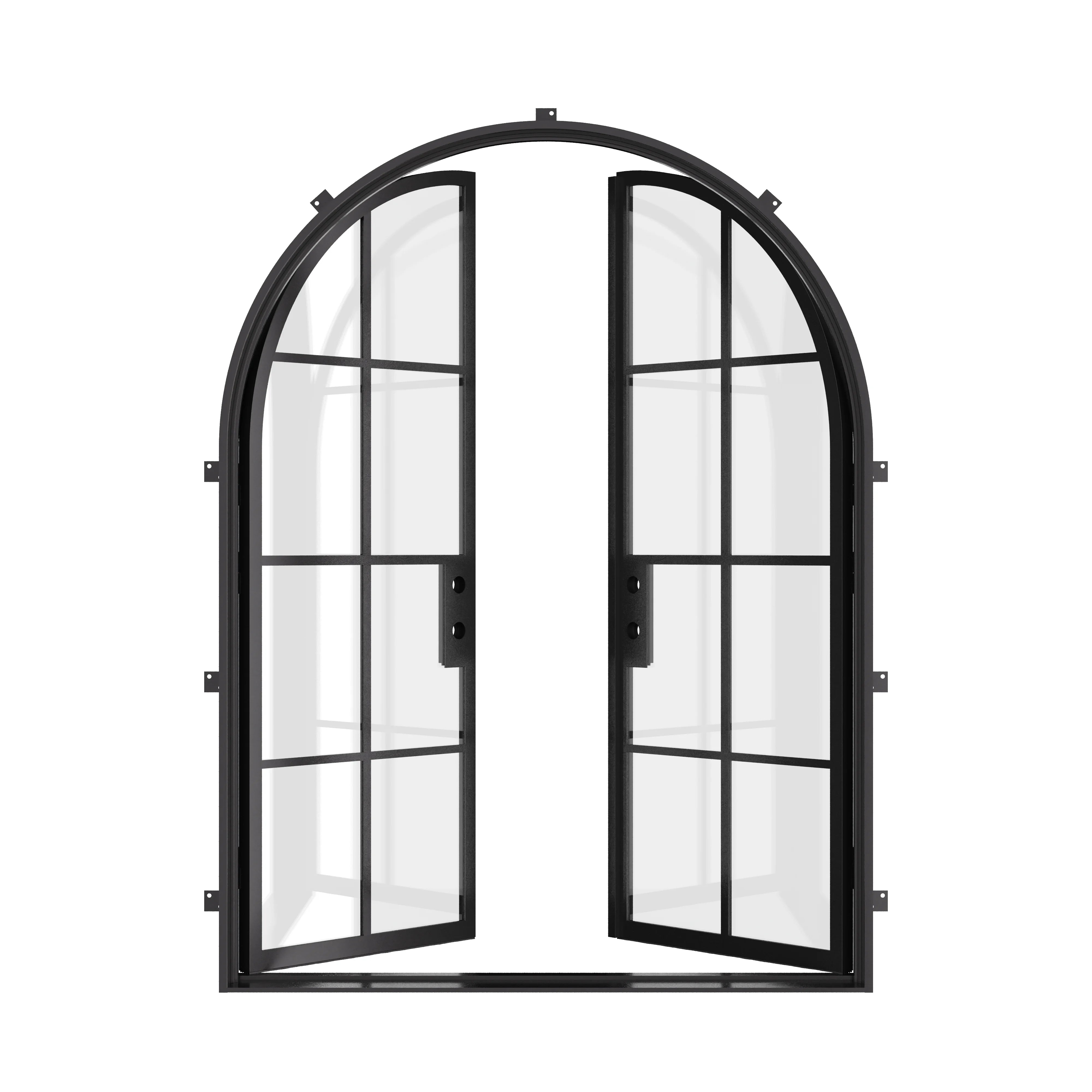 Luxury double full arch steel front door, NFRC-rated architectural design