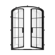 Architectural double mini arch front door, NFRC-rated steel construction