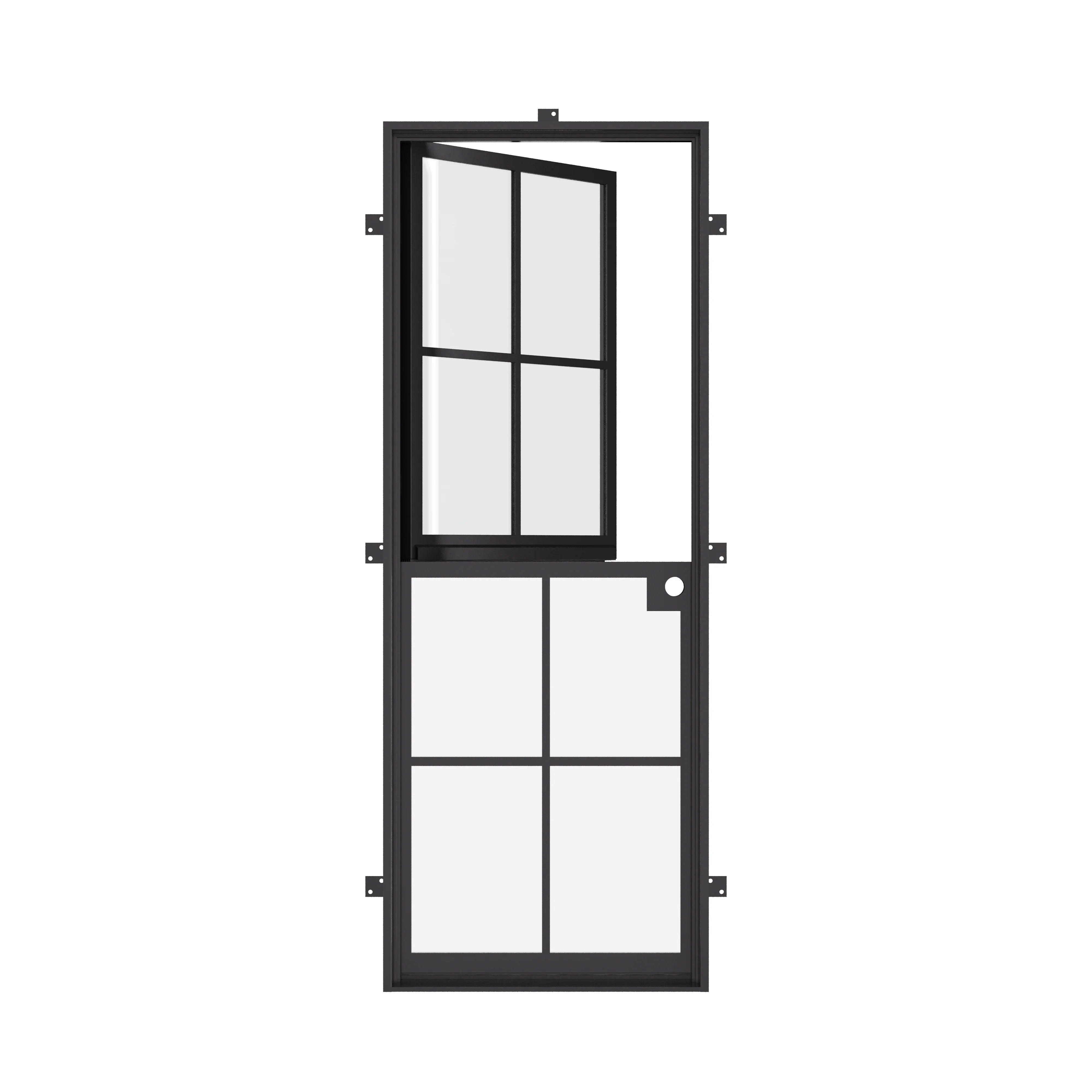 Air 5 Dutch single flat steel exterior door, prehung tempered glass