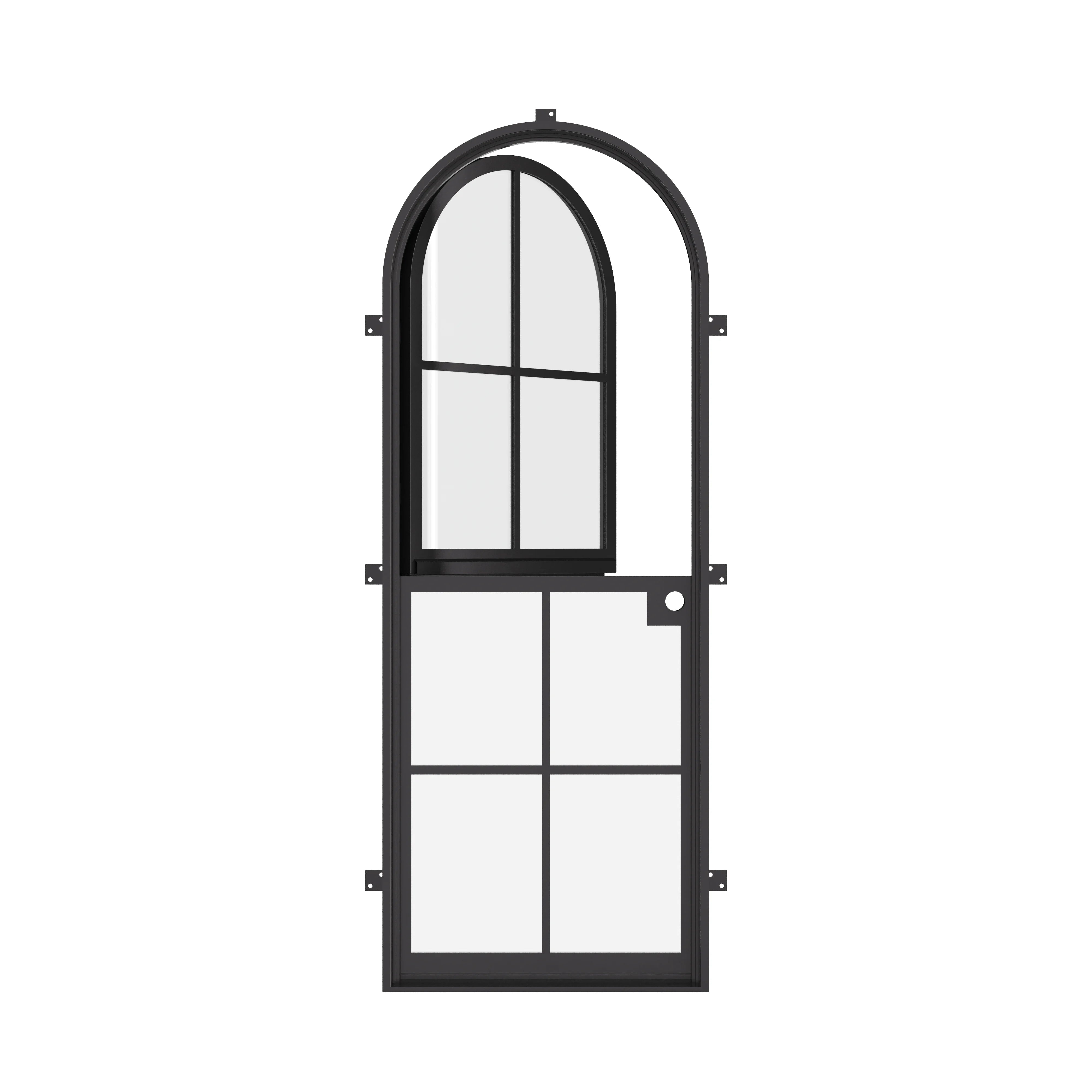 Architectural Dutch single full arch front door, NFRC-rated steel