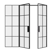 Air 5 double flat interior doors with left side window solid steel frame and tempered glass