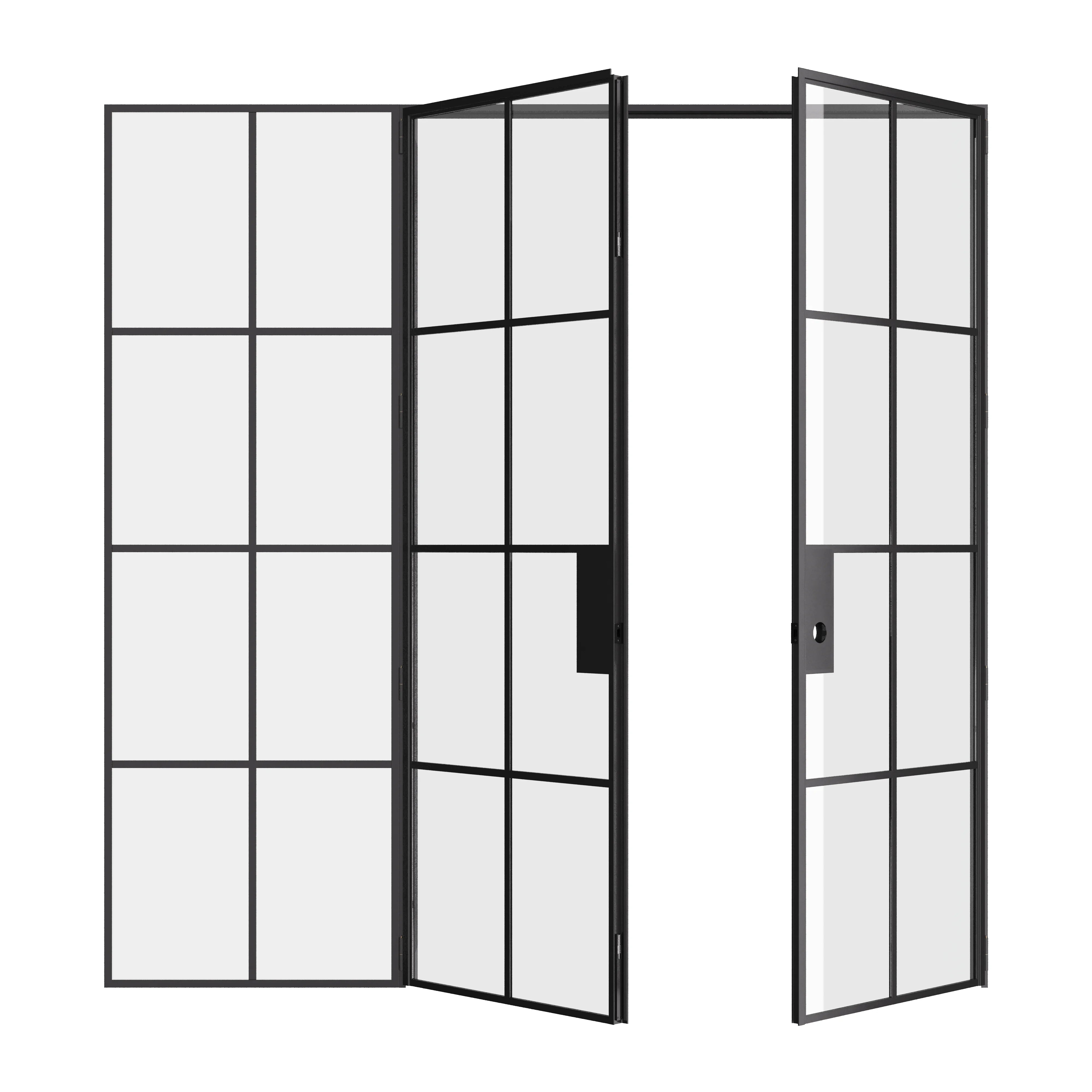 Air 5 double flat interior doors with left side window solid steel frame and tempered glass