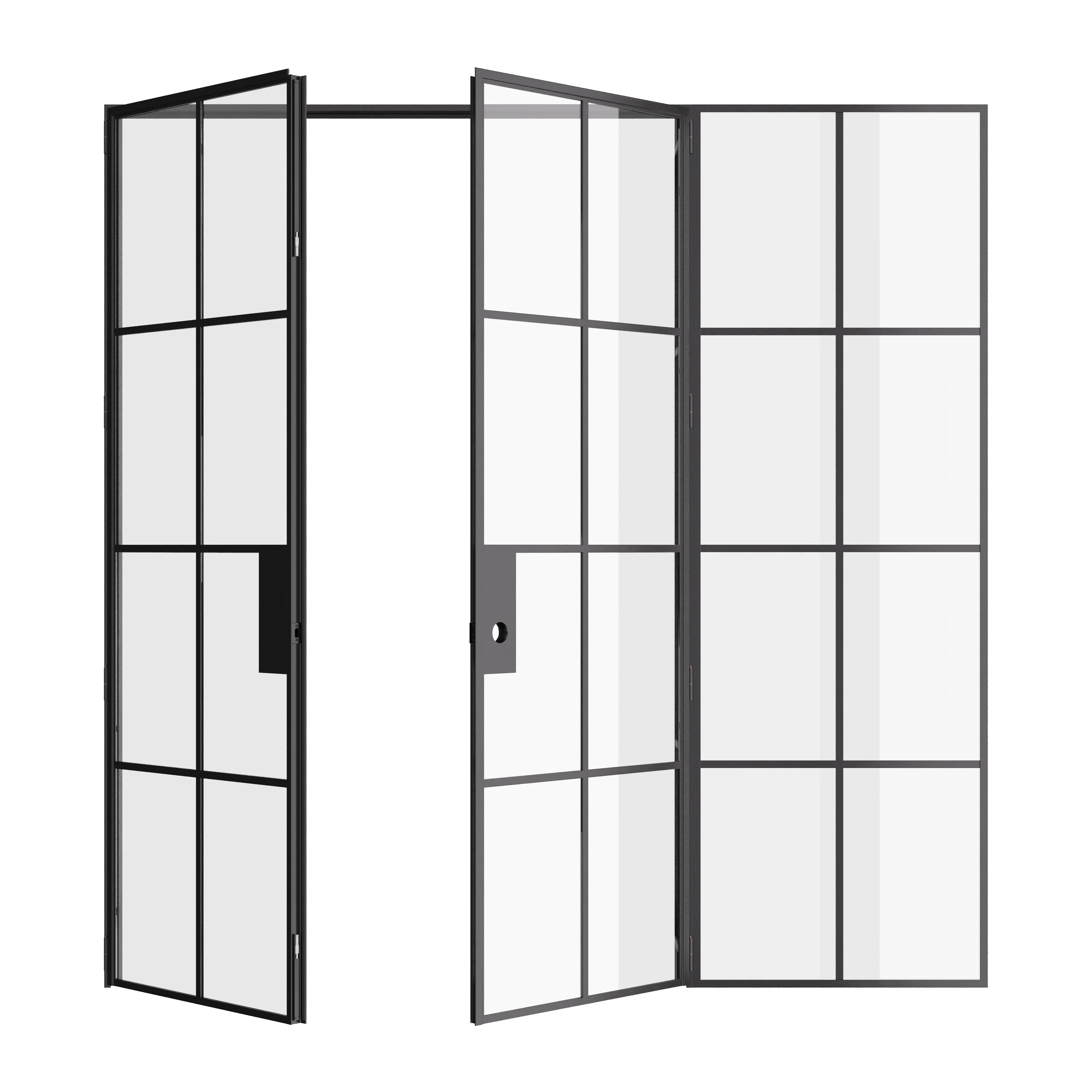Air 5 double flat interior doors with right side window modular steel construction