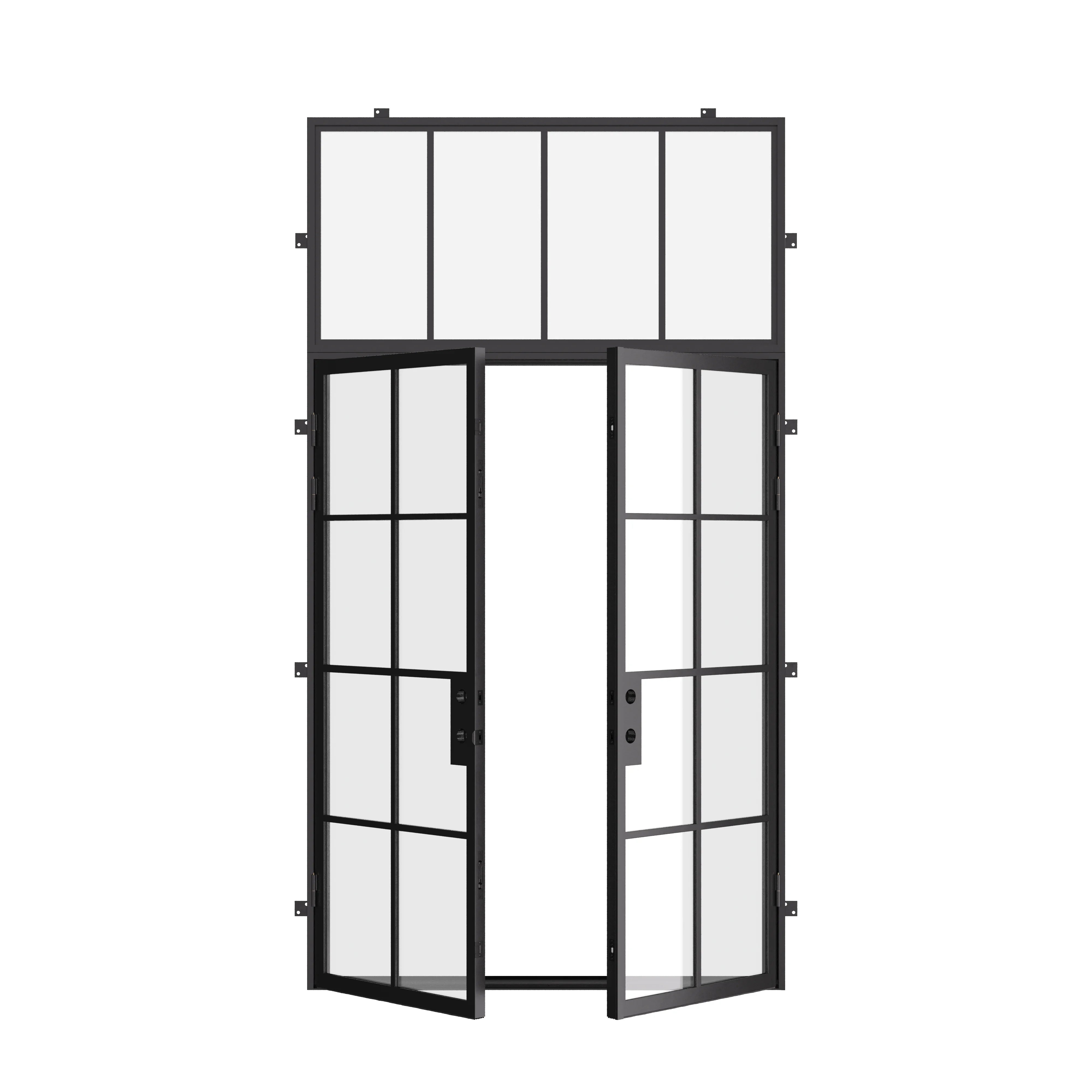 minimalist double doors with flat top glass and insulation core