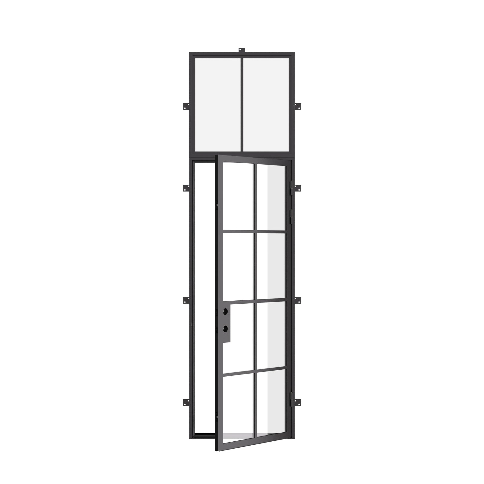contemporary single entry with flat top glass and insulation