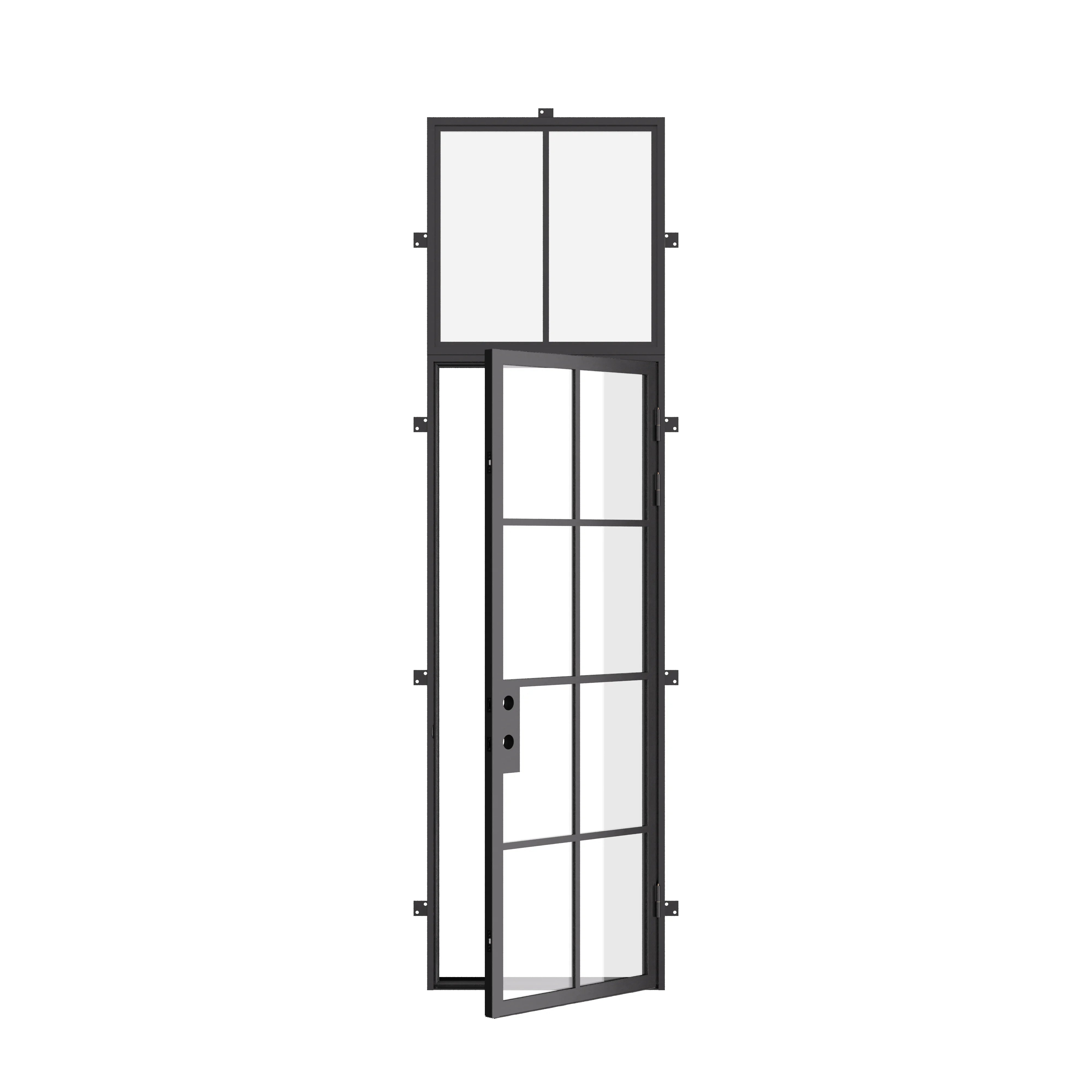 contemporary single entry with flat top glass and insulation