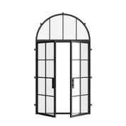 double steel door with full arch transom and energy efficient frame