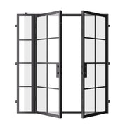 contemporary double doors with left sidelight and thermal barrier core