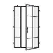 Air 5 single flat narrow sightline steel front door with left sidelight