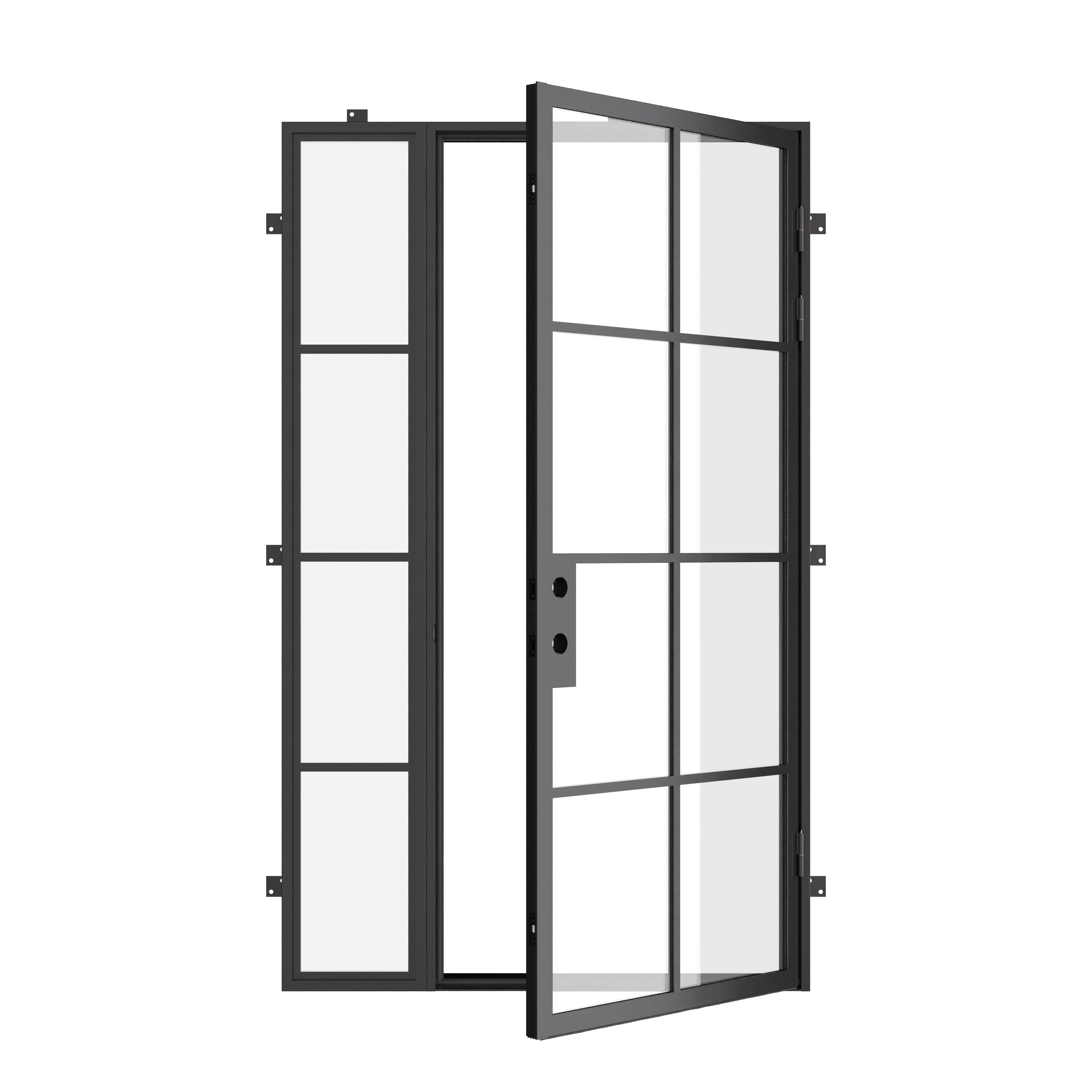 exterior single flat door with left glass panel and energy-efficient frame