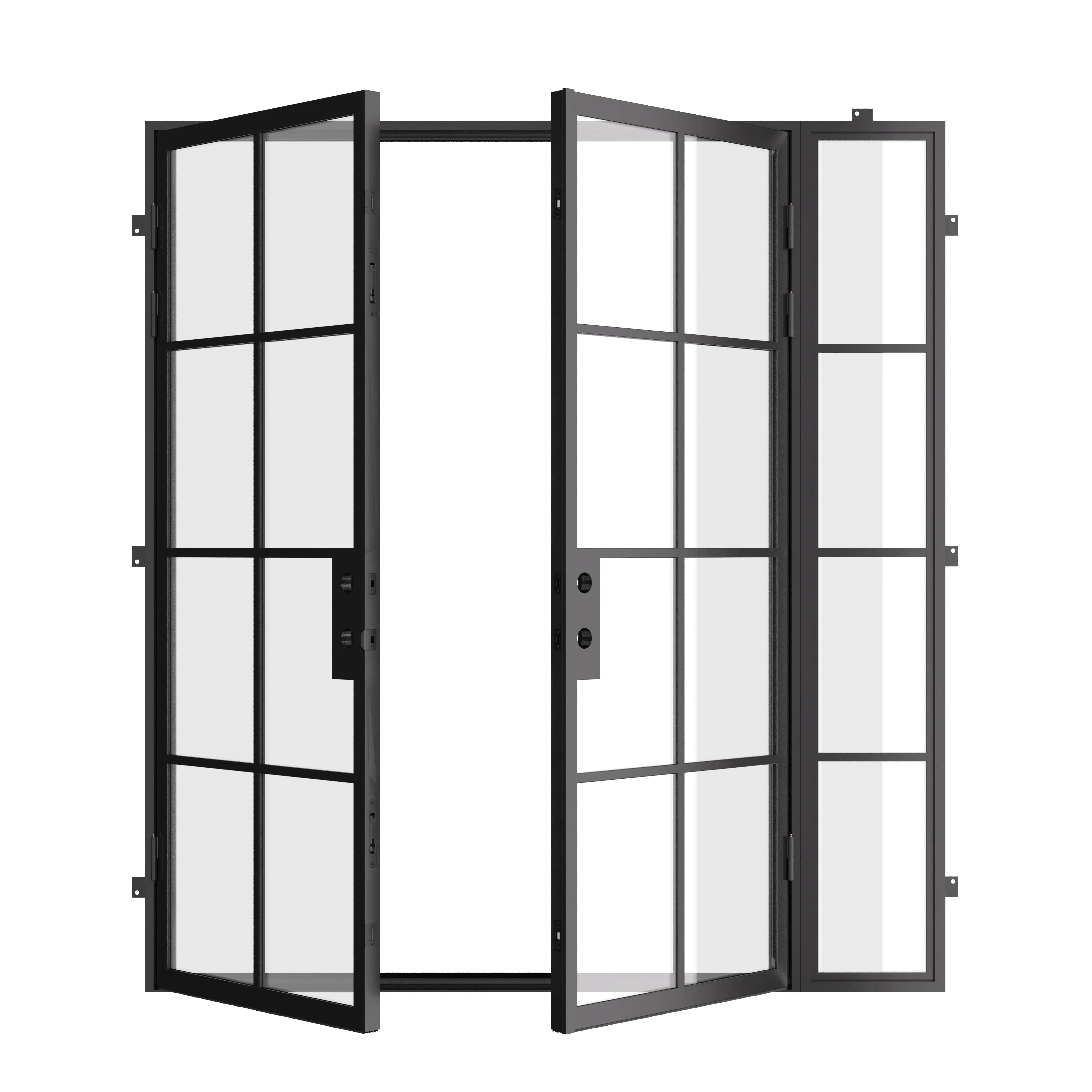Air 5 double flat narrow profile steel front door with right sidelight