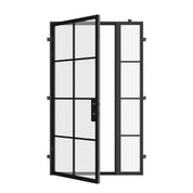contemporary steel door with right sidelight and thermal barrier construction