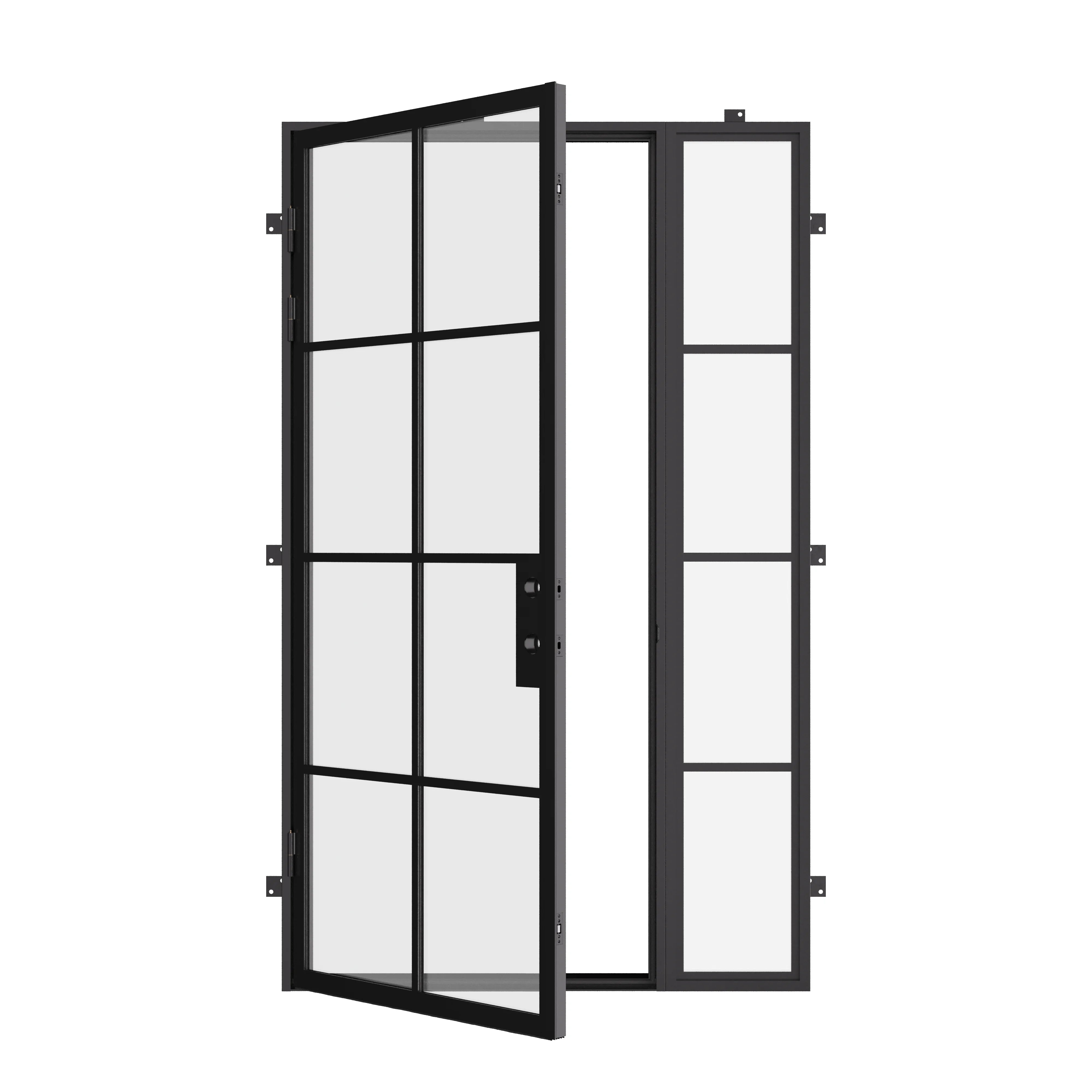 contemporary steel door with right sidelight and thermal barrier construction