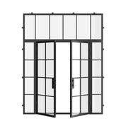 Air 5 double flat front door with sidelights and flat transom, tempered dual pane