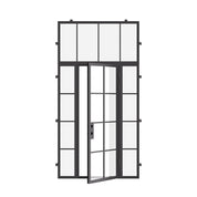 contemporary steel entry door with glass surround and energy-saving core