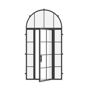 exterior single flat door with side glass panels and full arch top window insulation