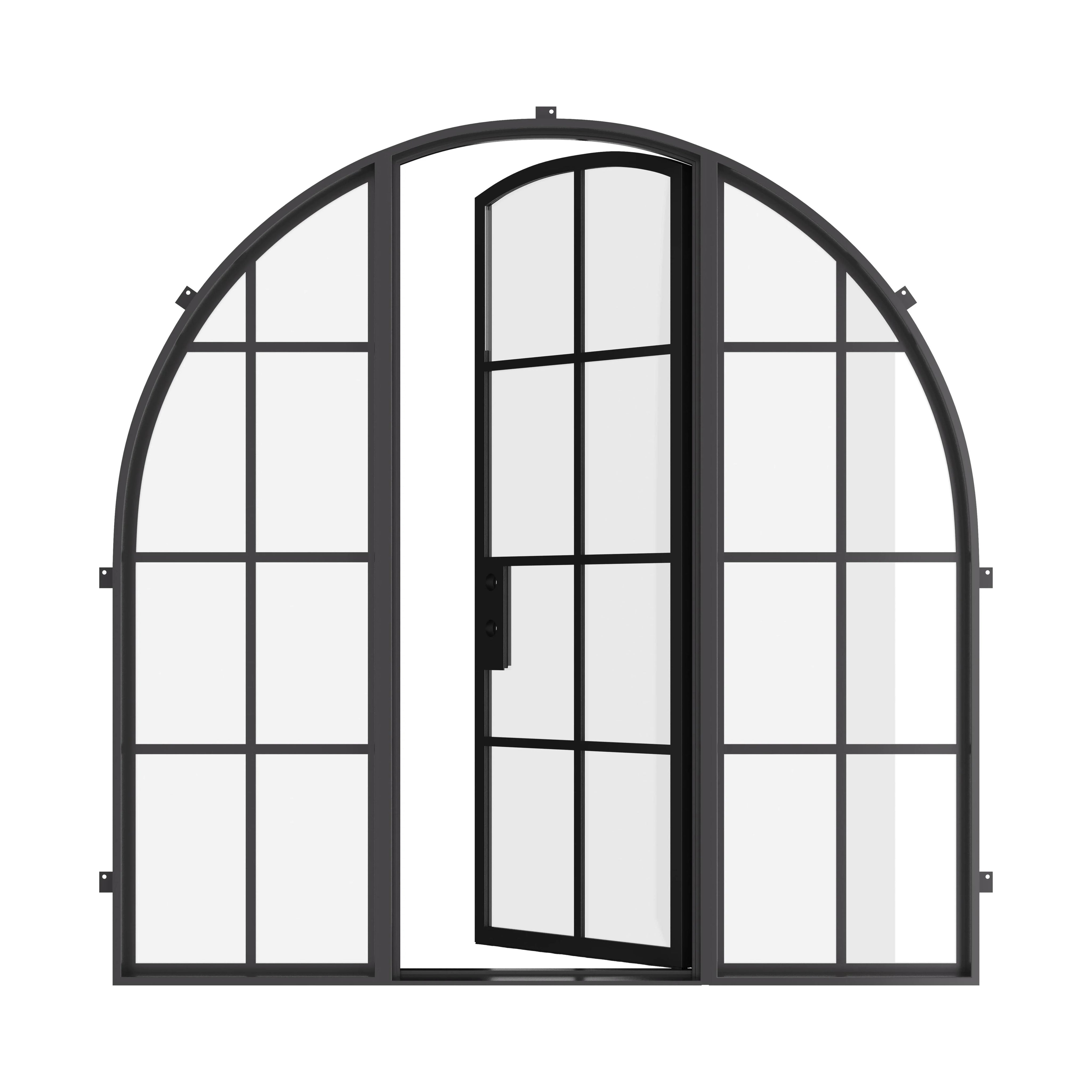 Architectural single full arch front door and sidelites