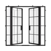 Modern double flat steel entry door with side windows