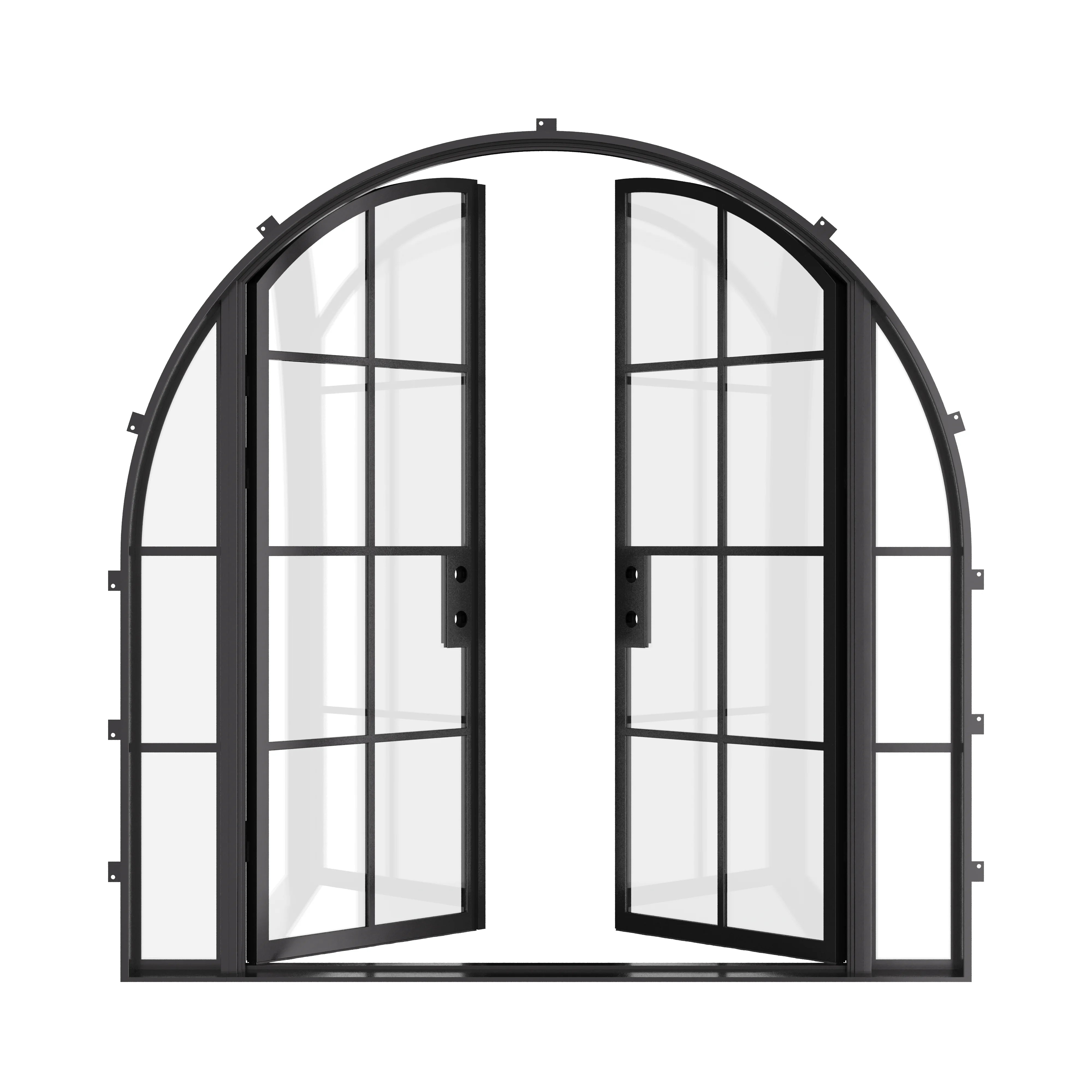 full arch double doorway with thermal barrier construction