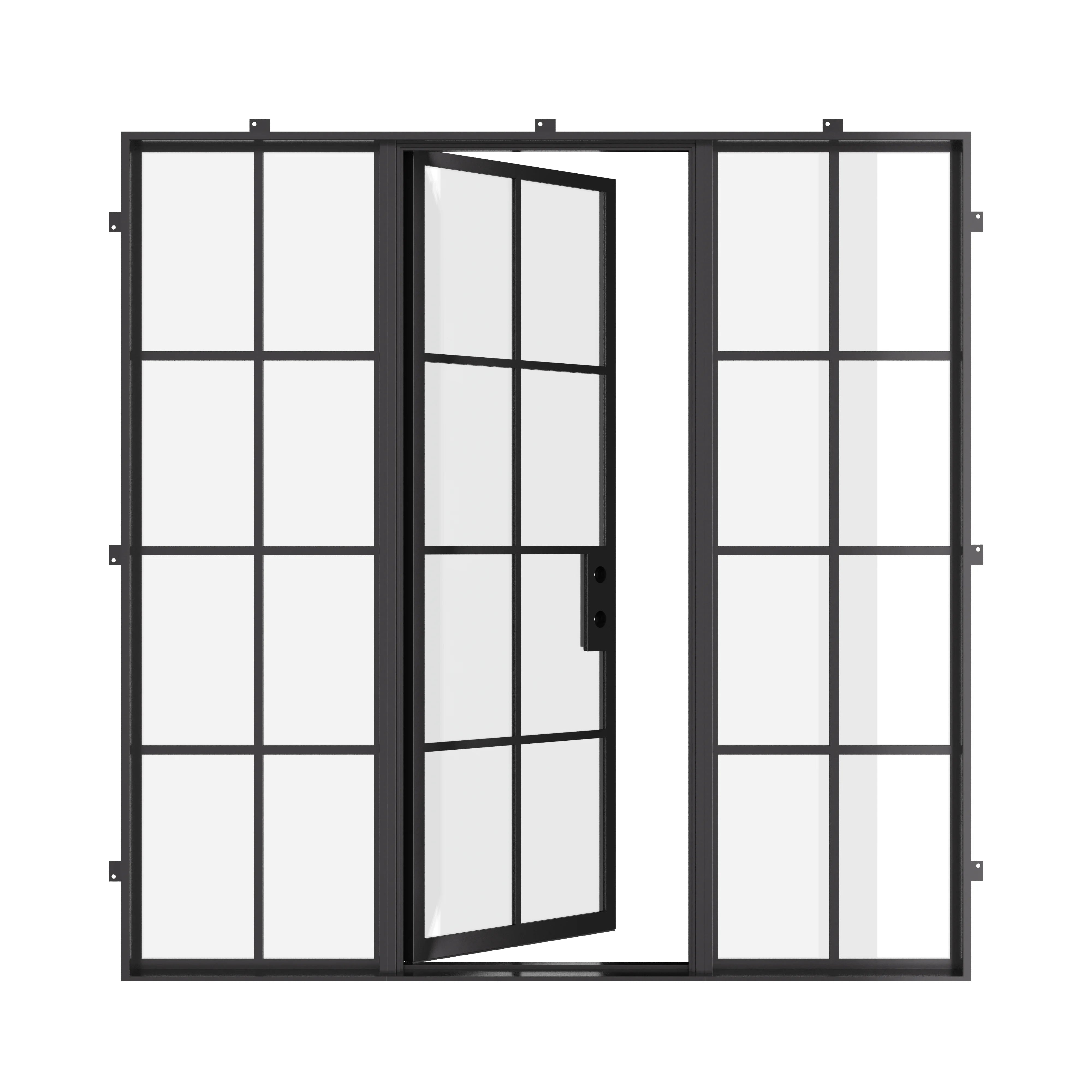 architectural steel entry door with sidelights and insulation system