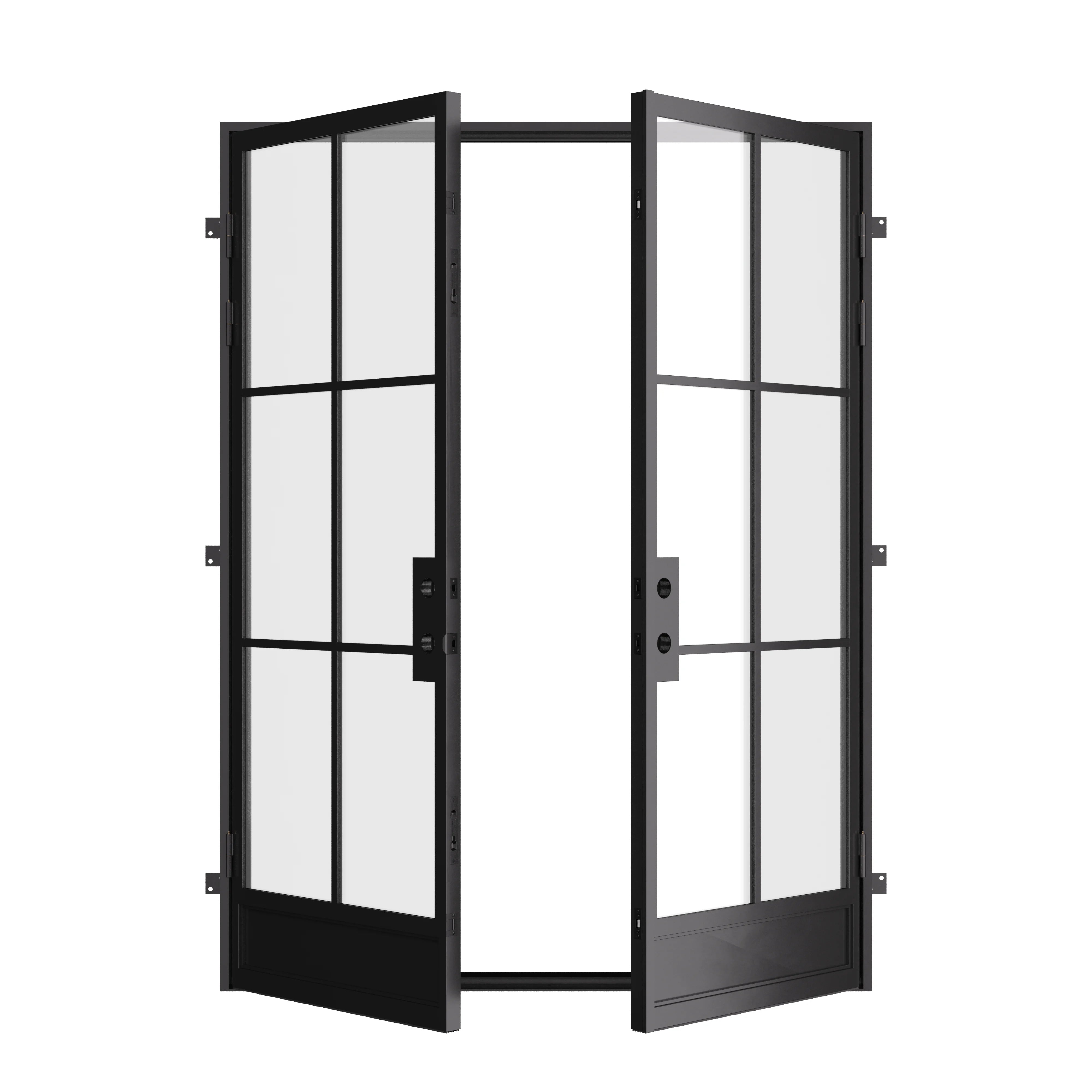 Air 7 double flat steel front doors, modern minimalist exterior entry door design