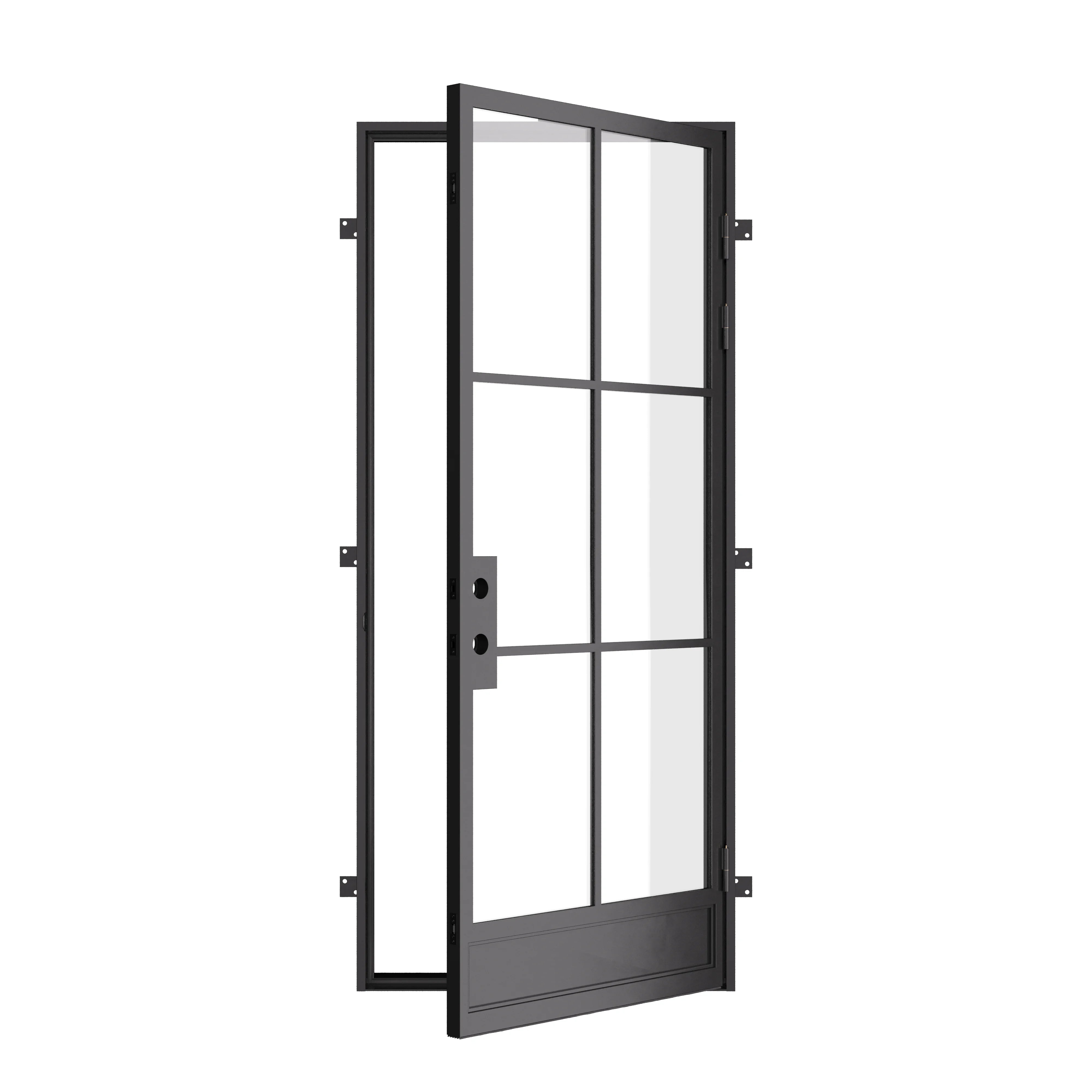 Air 7 single flat steel front door, modern architectural exterior entry door