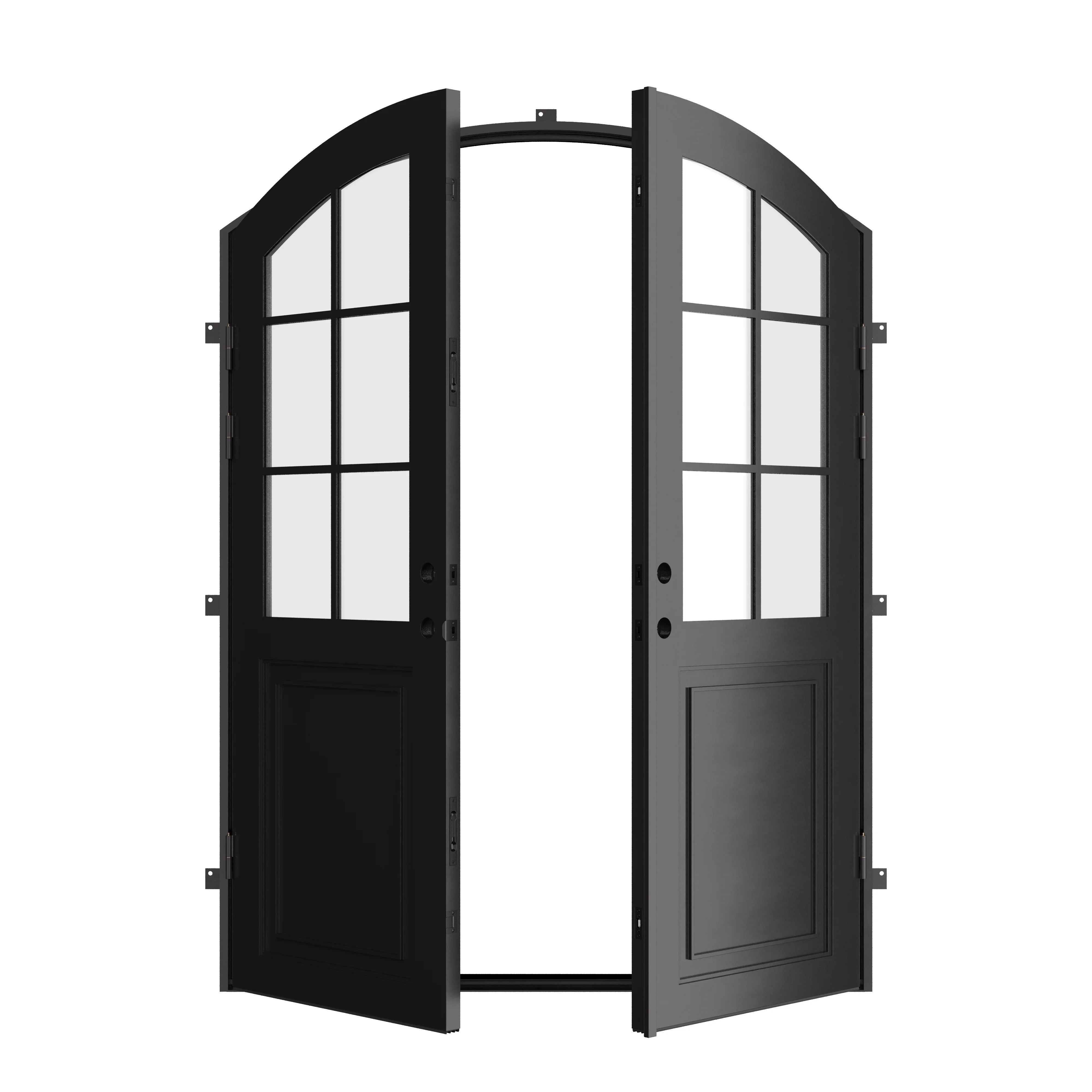 Air Getty double arch steel front doors, traditional inspired arched steel double entry