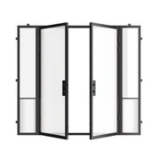 Modern Air Grand double steel entry door with sidelights, galvanized steel structure and insulated Low-E tempered glazing