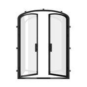 Double mini arch cold-rolled steel door with low-E glass.