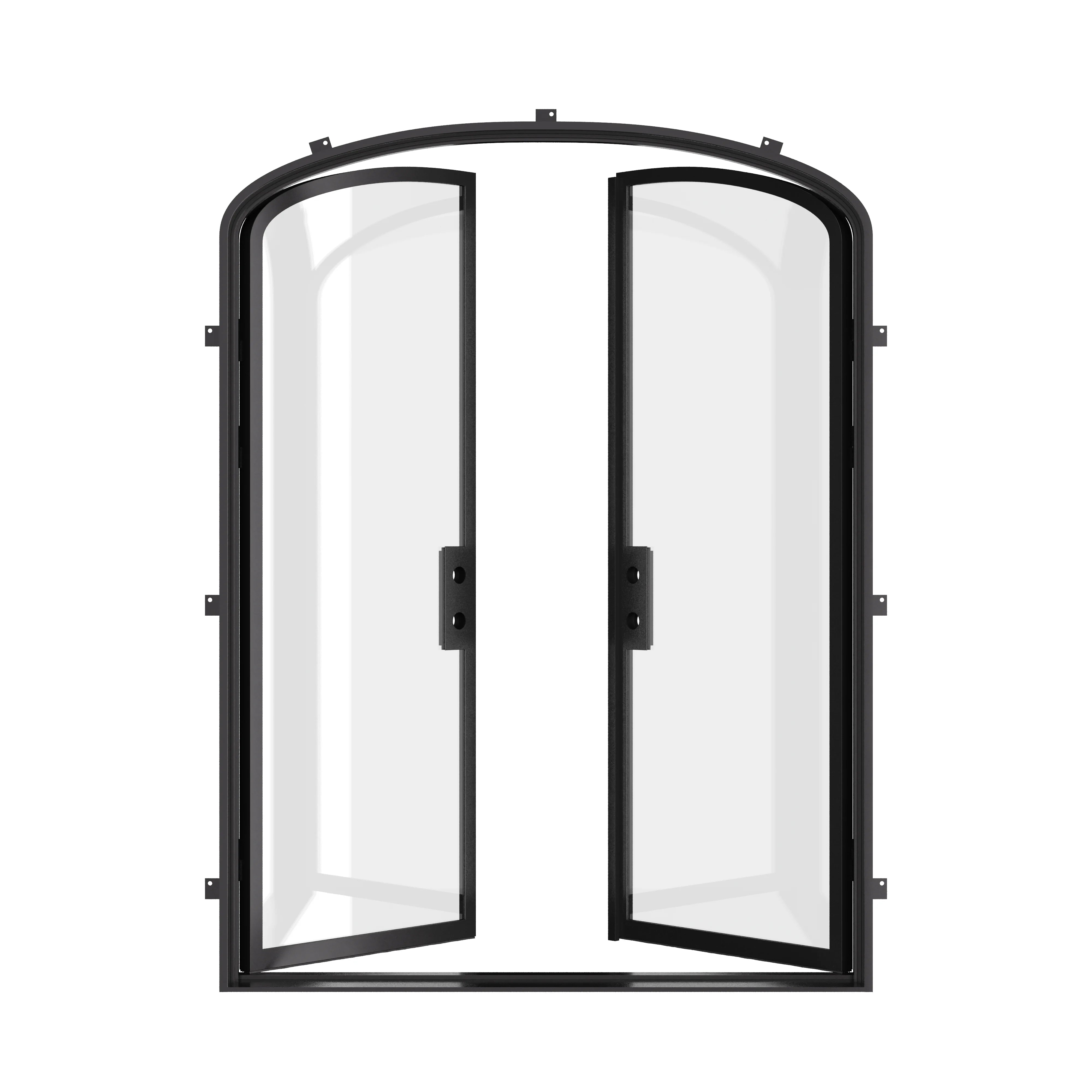 Double mini arch cold-rolled steel door with low-E glass.