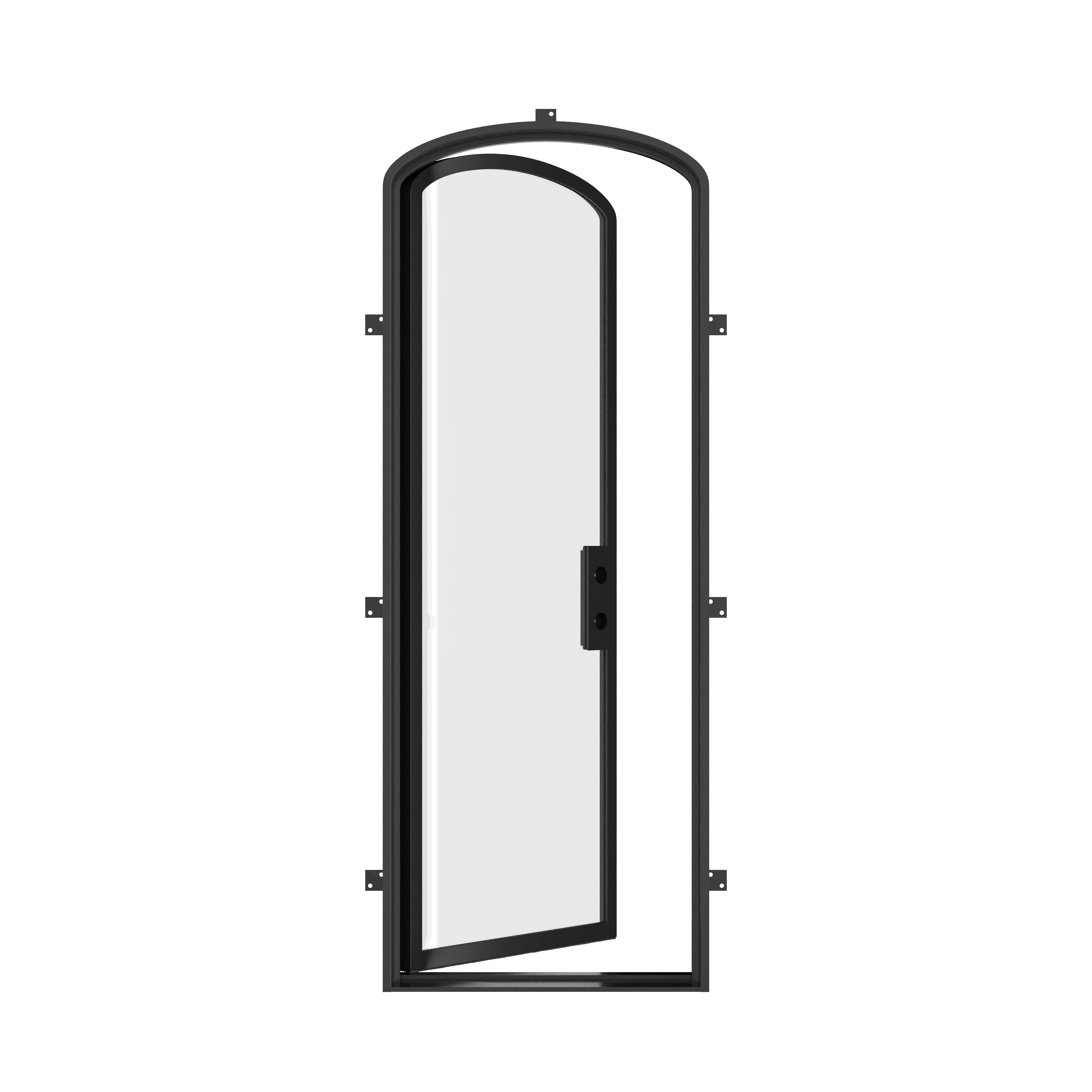 Mini arch steel entry with dual pane low-E glass.