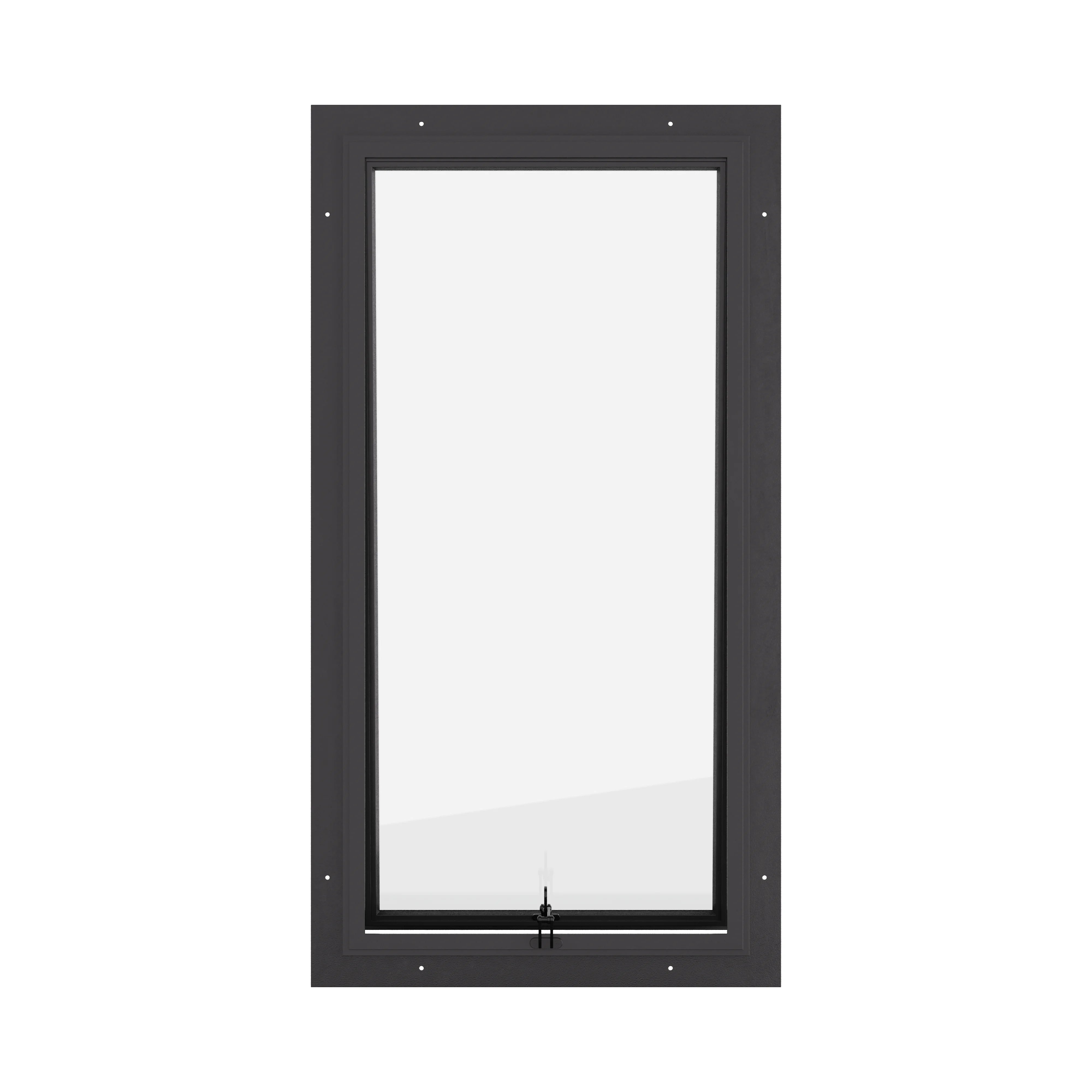 Awning steel window, portrait, ring pull, hot-rolled steel, black finish, Low-E glass