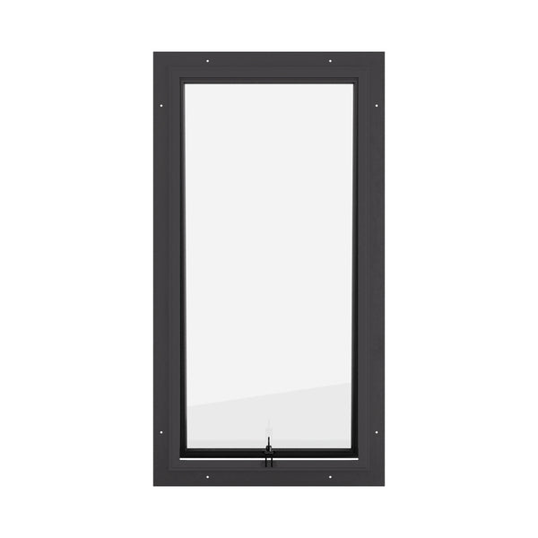 Awning steel window, portrait, ring pull, hot-rolled steel, black finish, Low-E glass