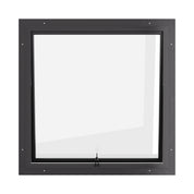 Thermally broken square awning window, 0V 0H grid, ring pull, cold-rolled steel, black, Low-E glass