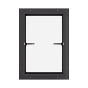 Thermally broken push-out steel window, cold-rolled galvanized steel, black, dual pane Low-E glass