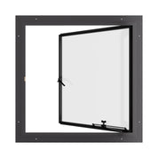 Thermally broken single casement steel window, square, cold-rolled steel, black finish, Low-E glass