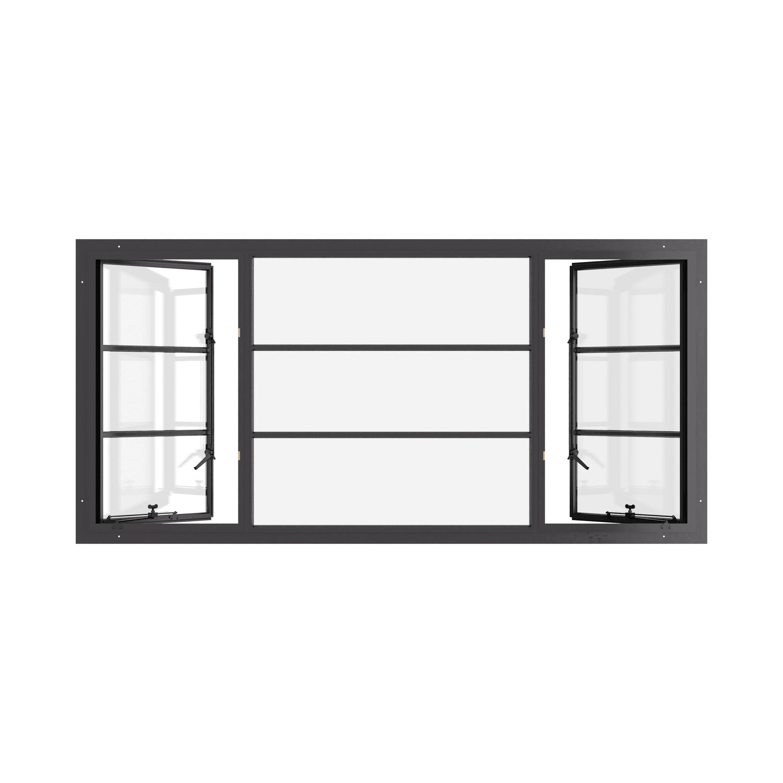 Thermally broken portrait steel casement window with energy-efficient glazing