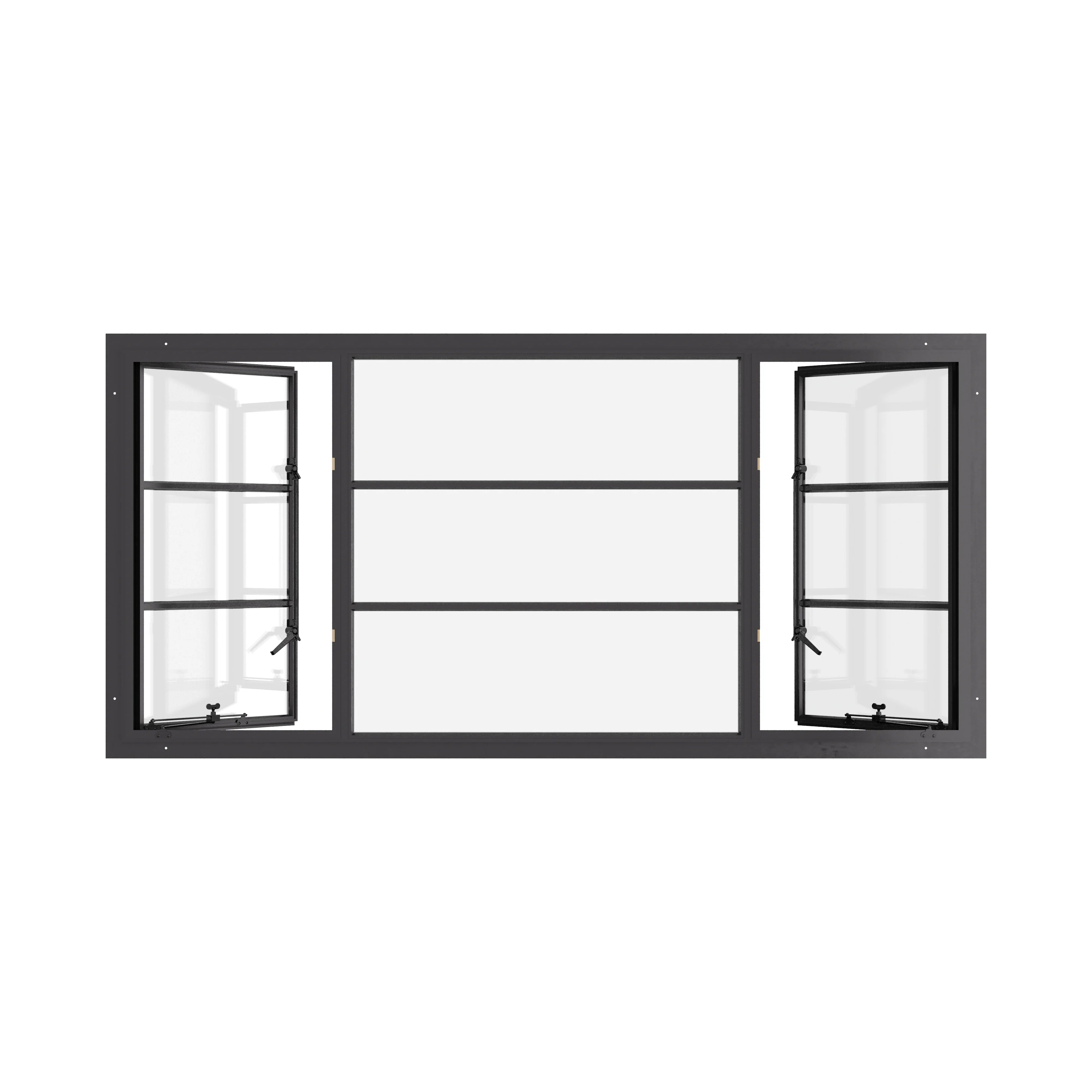 Thermally broken portrait steel casement window with energy-efficient glazing