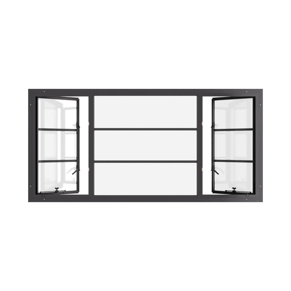 Thermally broken portrait steel casement window with energy-efficient glazing