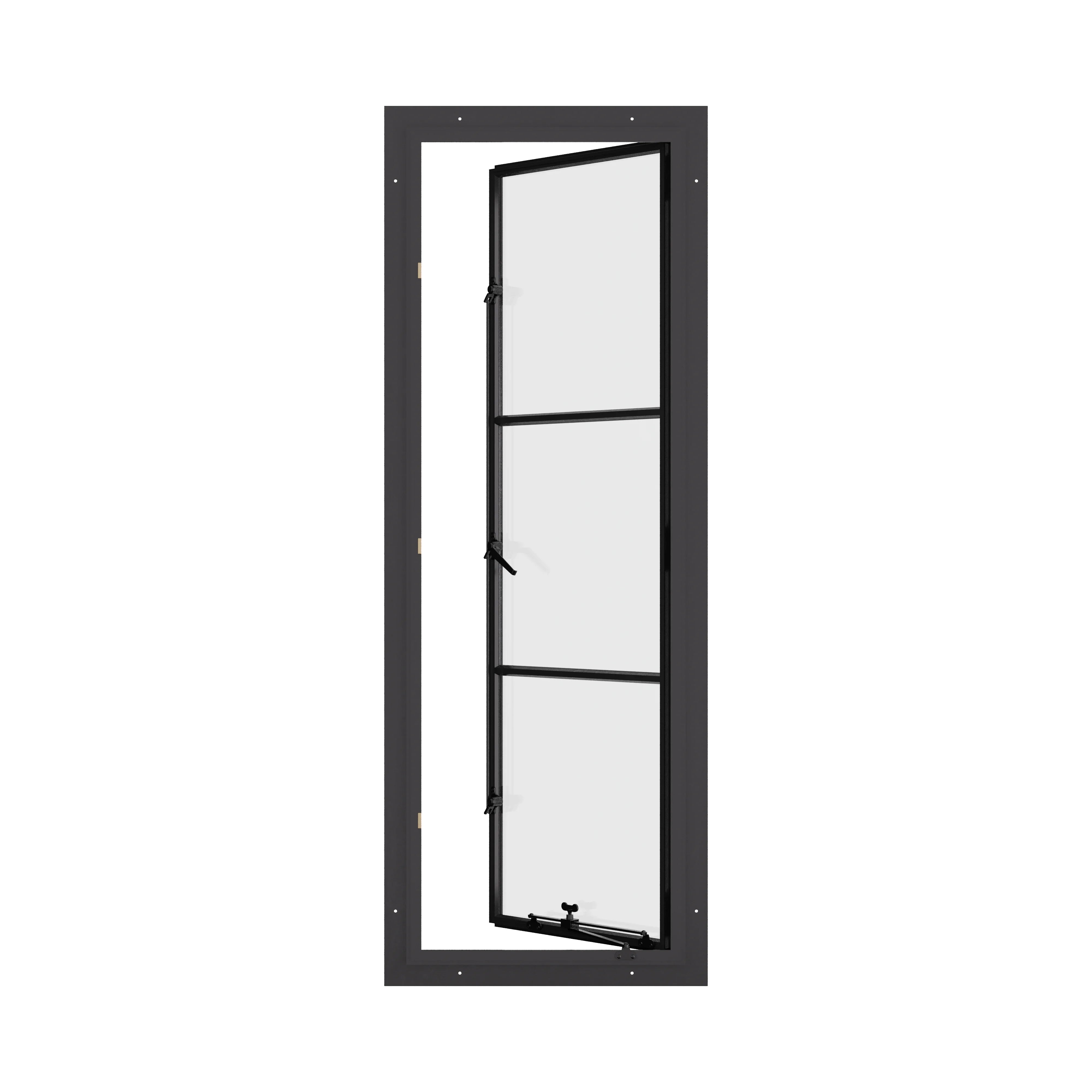 Double casement landscape steel window, standard size, with energy-efficient glass