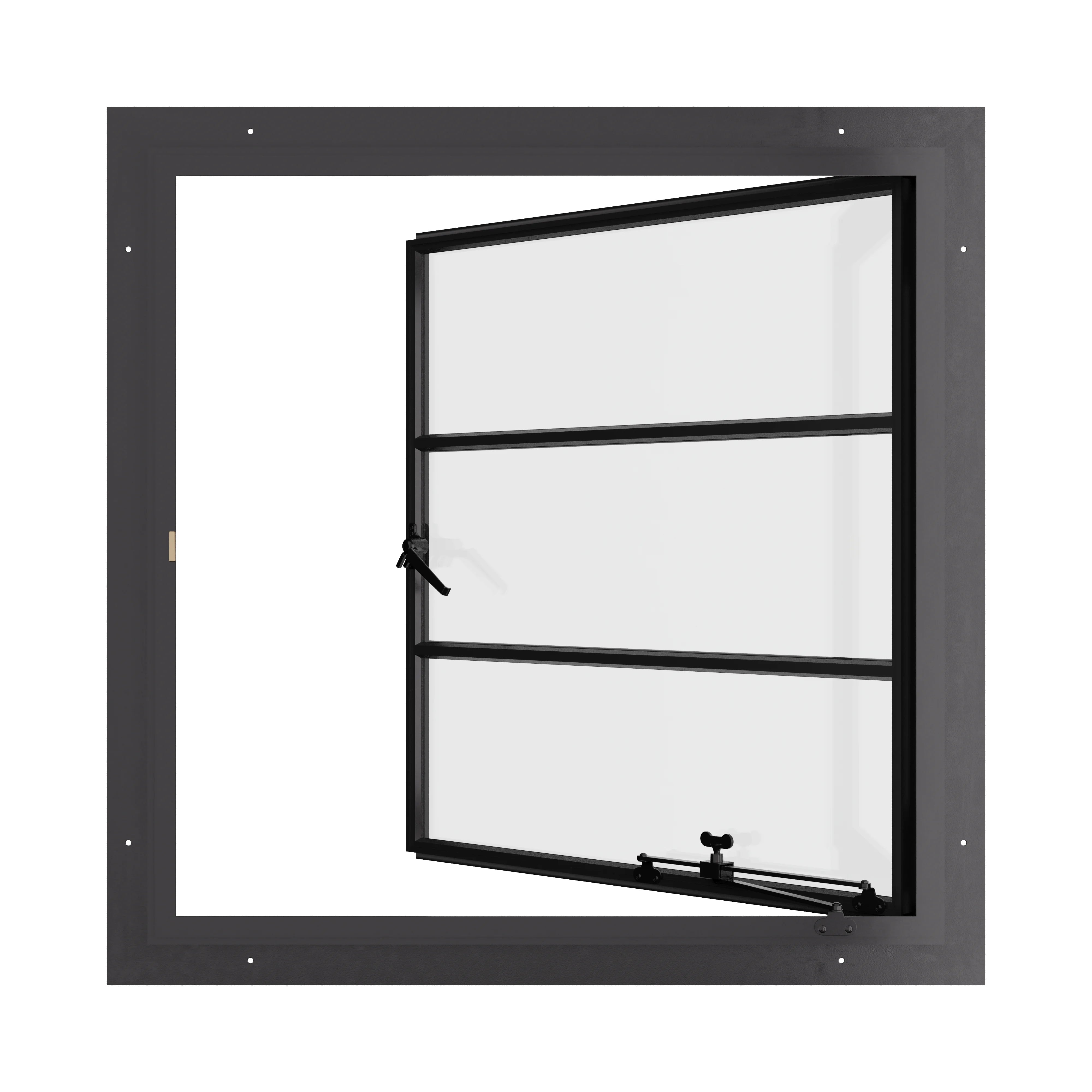 Double casement portrait steel window, staff pick, with dual pane Low-E glass