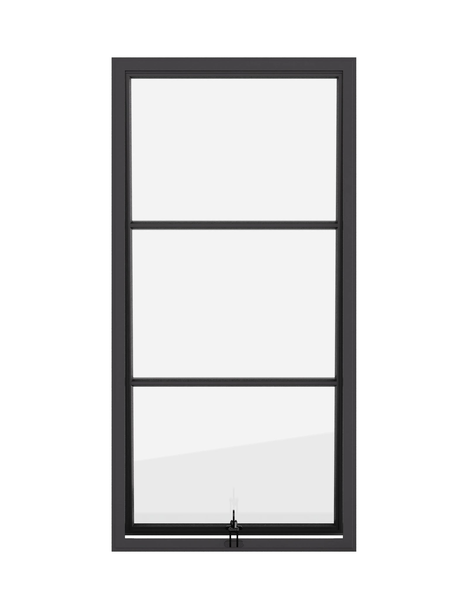 Awning steel window, portrait, 0V 2H grid, ring pull, hot-rolled steel, black finish, Low-E glass