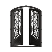 Beverly metal arch top door with glass and thermal break in black.