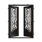 Beverly black exterior metal double door with square top and glass.