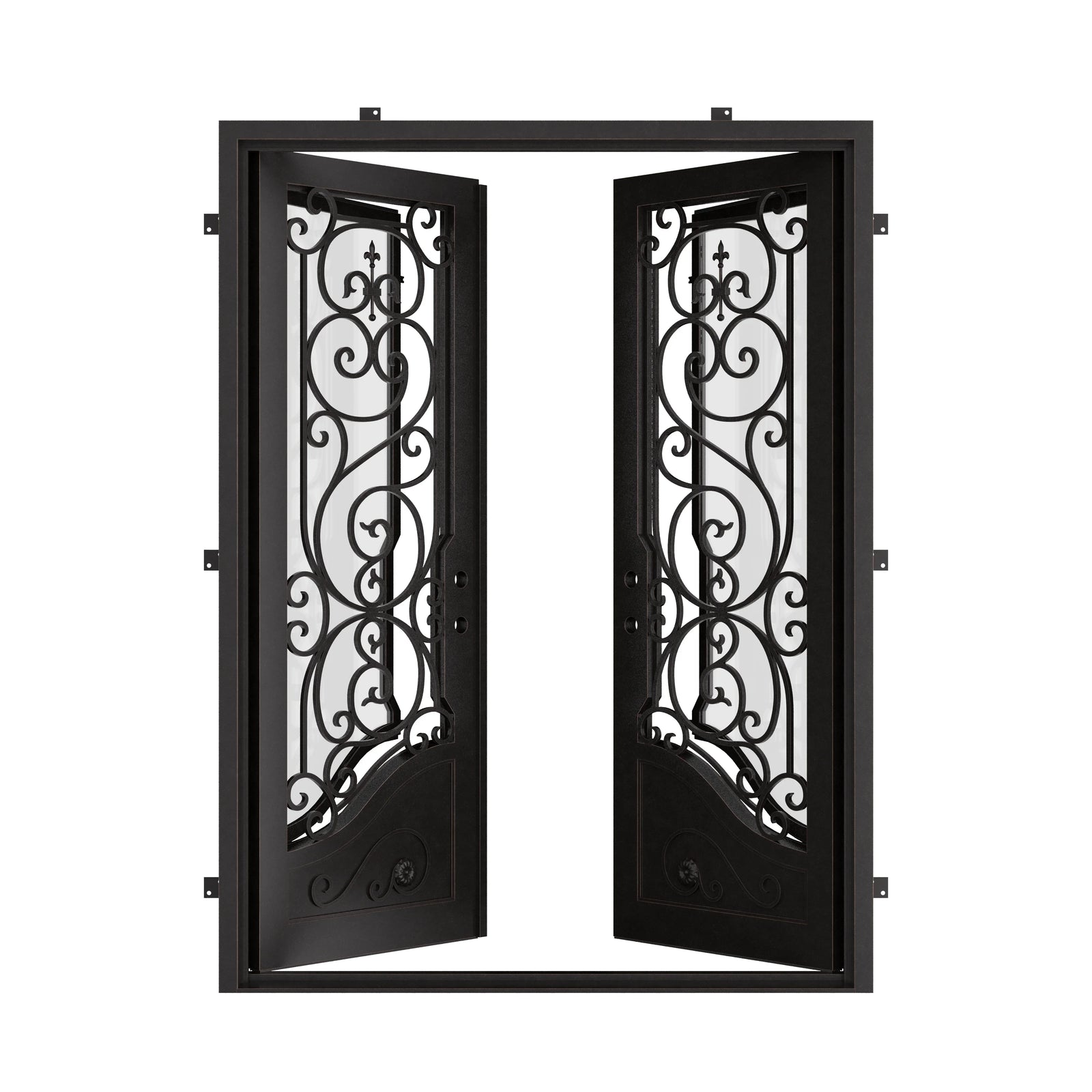 Beverly architectural iron exterior double square top door.