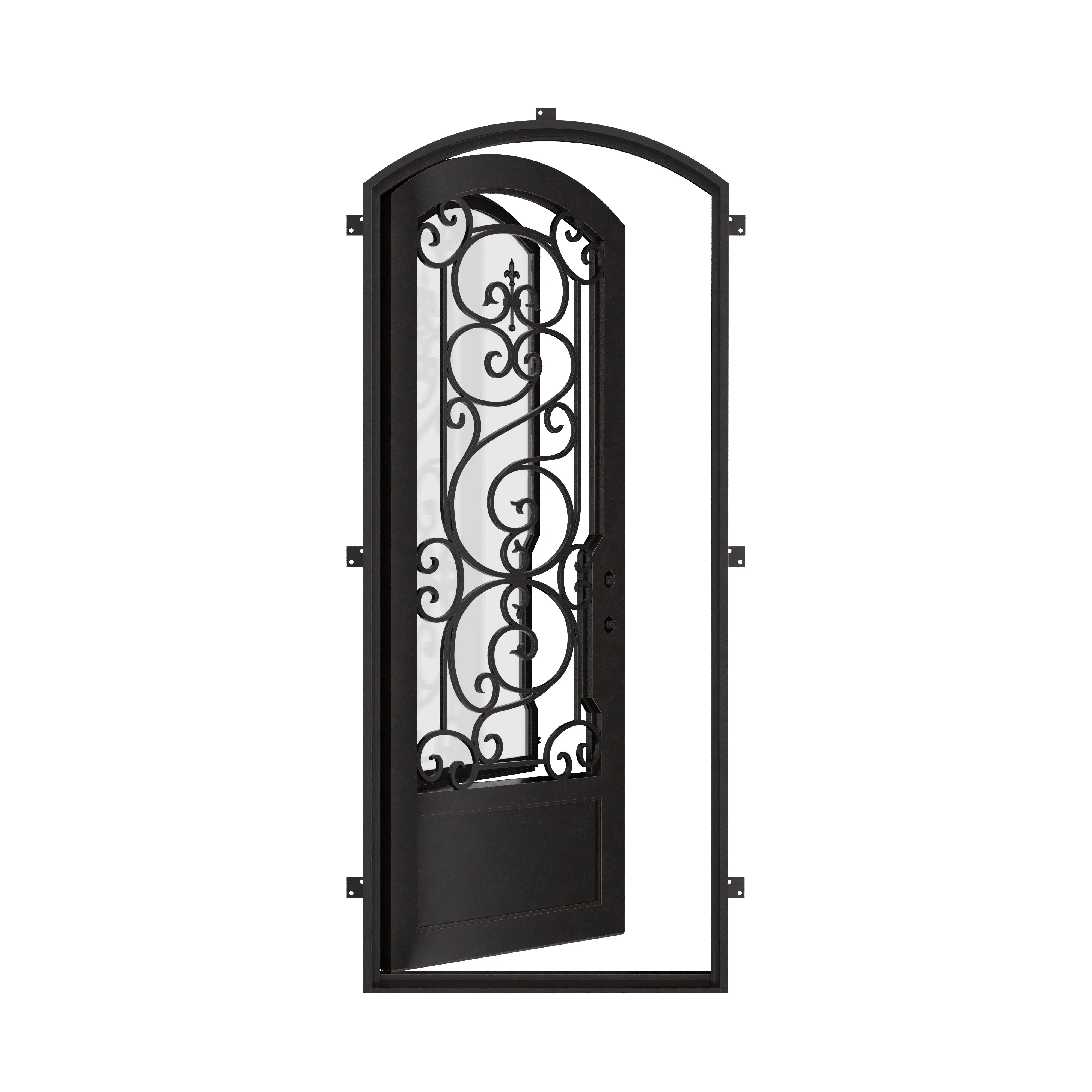 Beverly iron single exterior door with thermal break.