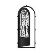 Beverly single full arch top entry door with operable tempered glass panel.