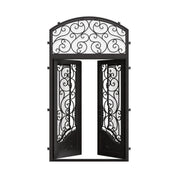 Beverly double entry door with arch top window in bronze color.