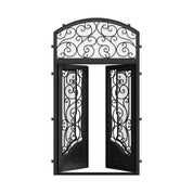 Beverly double exterior door with arched transom in matte black.