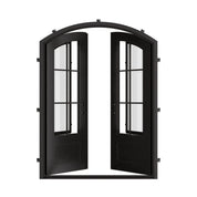 Bristol entry door in bronze tone with efficient glass and arch design.